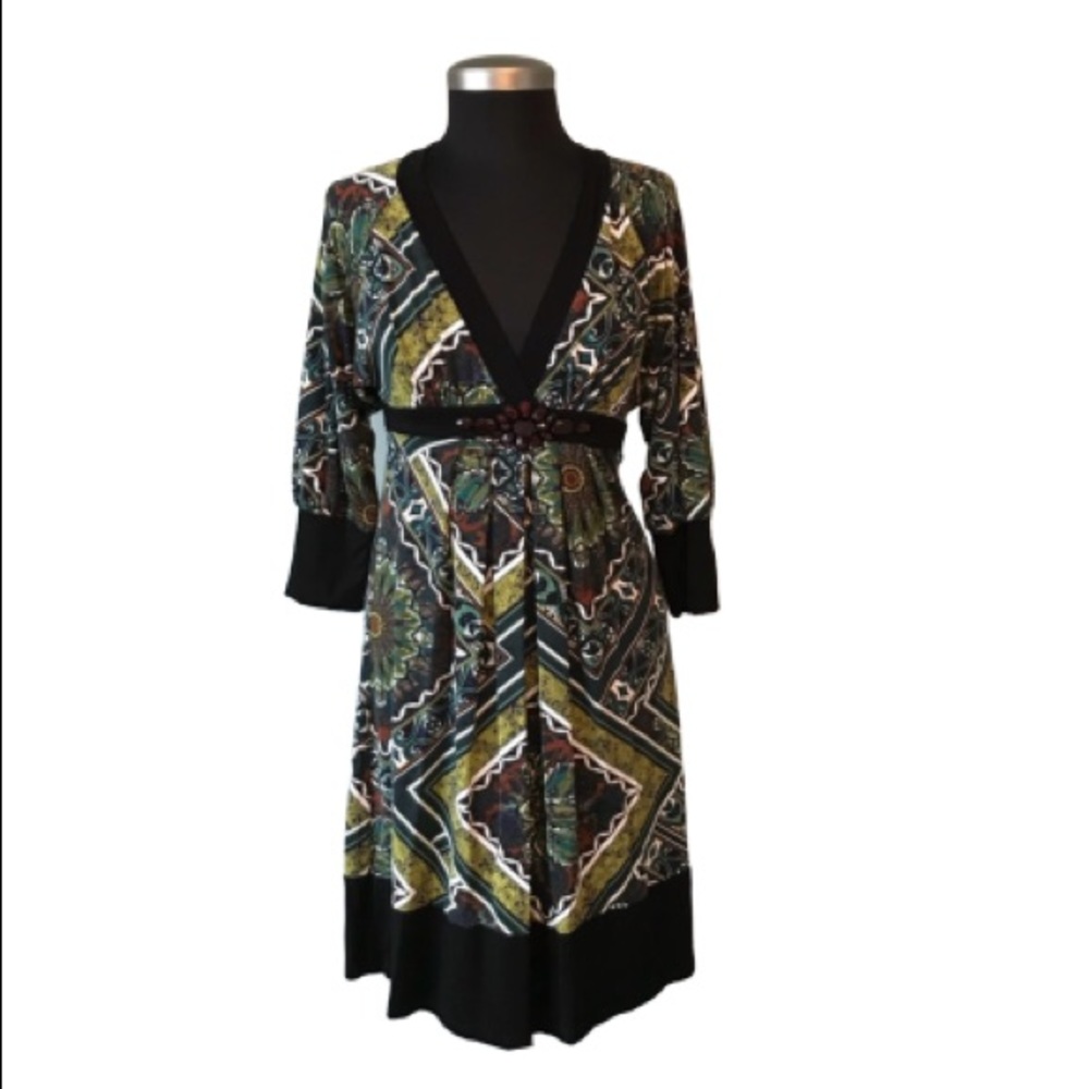 Karen Kane V-Neck Printed Dress Size: Medium